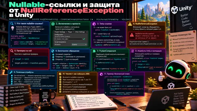 Nullable-ссылки в C#: Как избежать NullReferenceException в Unity