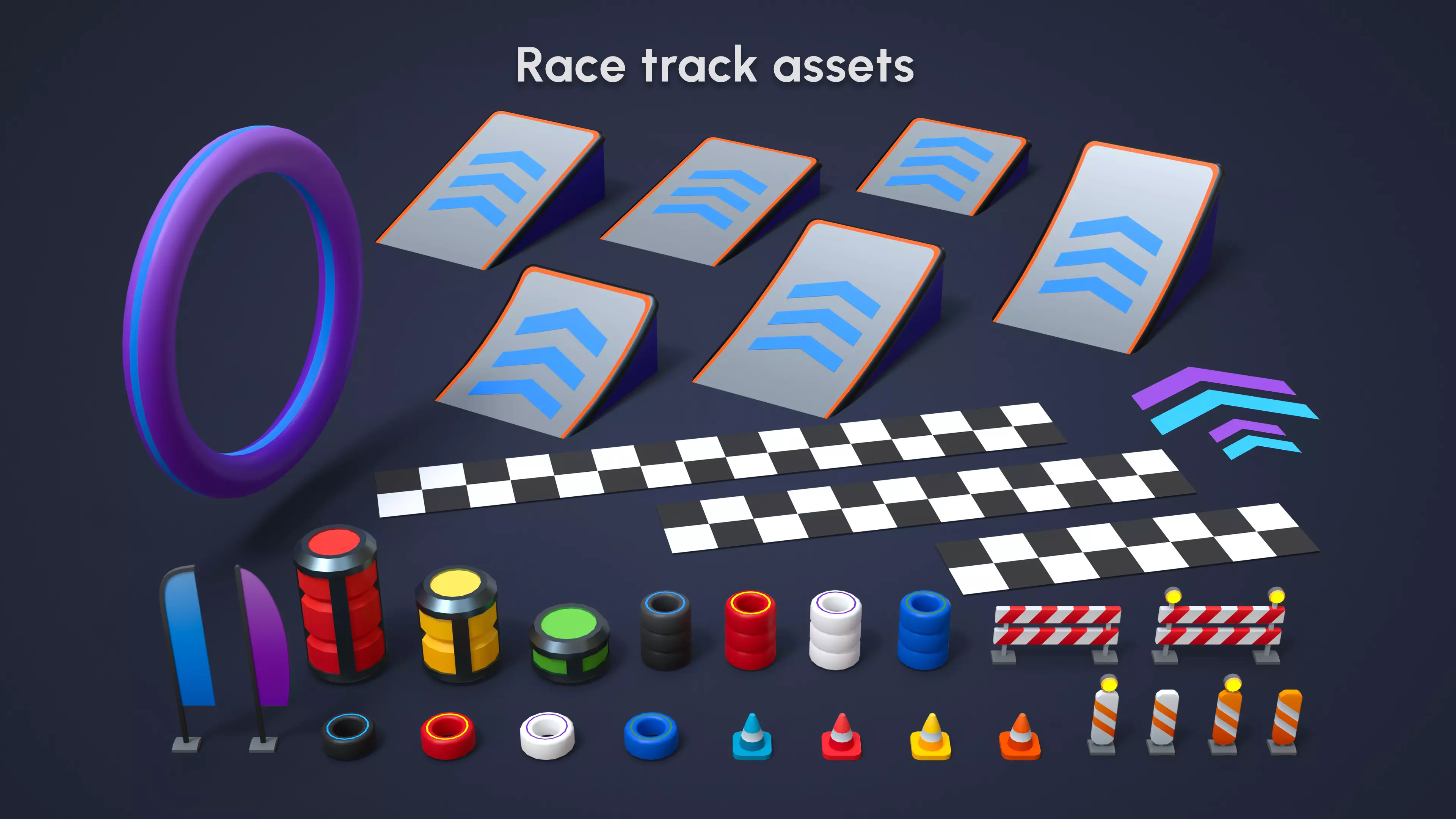 Modular Cyber Racing Cars - Low Poly 3D Models