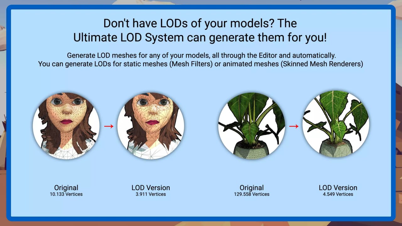 Ultimate LOD System MT - Automatic LOD Generator, Mesh Simplifier & More