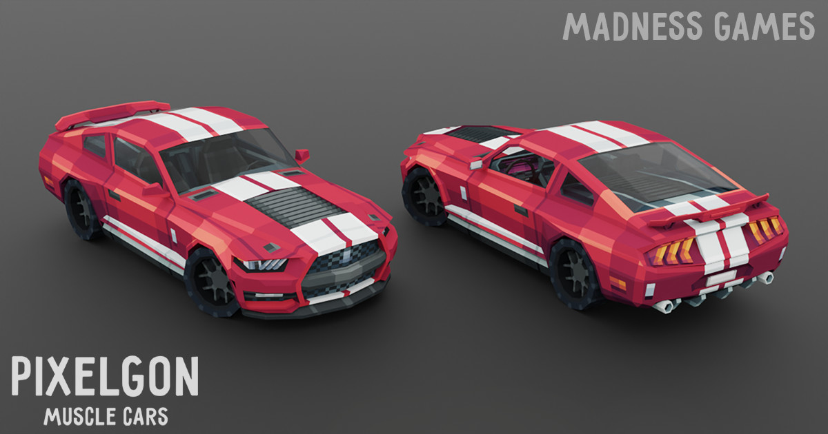 PIXELGON Muscle Cars Pack - Low Poly Pixel Art 3D
