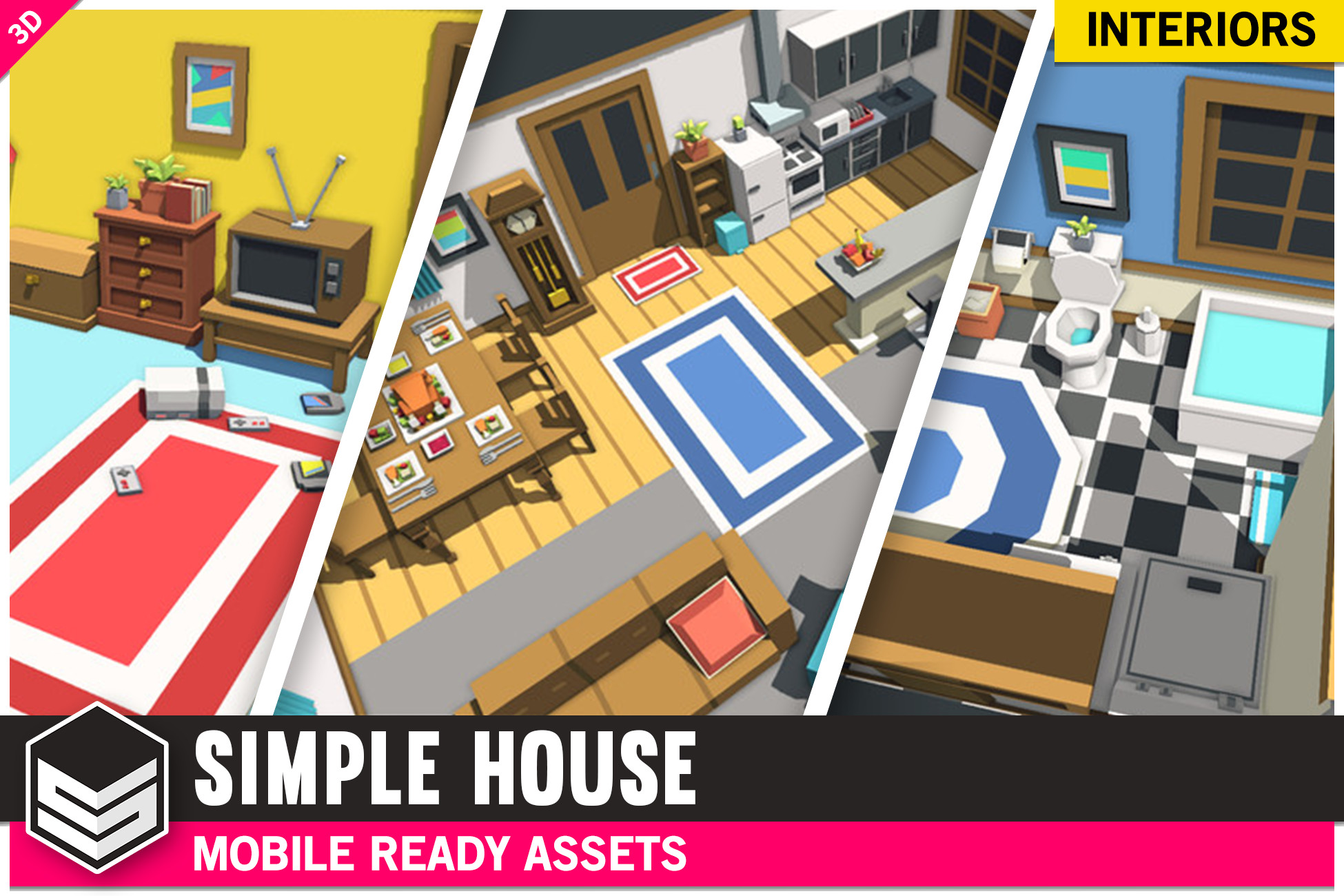 Simple House Interiors - Cartoon assets