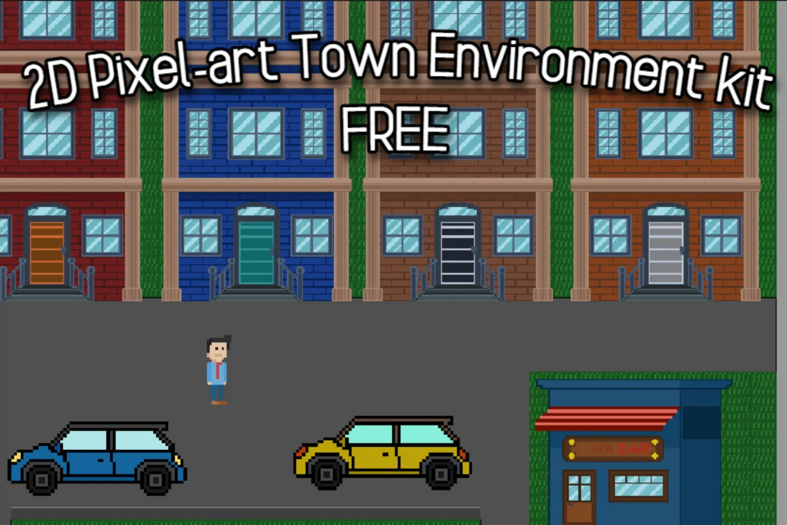 2D Pixel-art Town Environment kit FREE