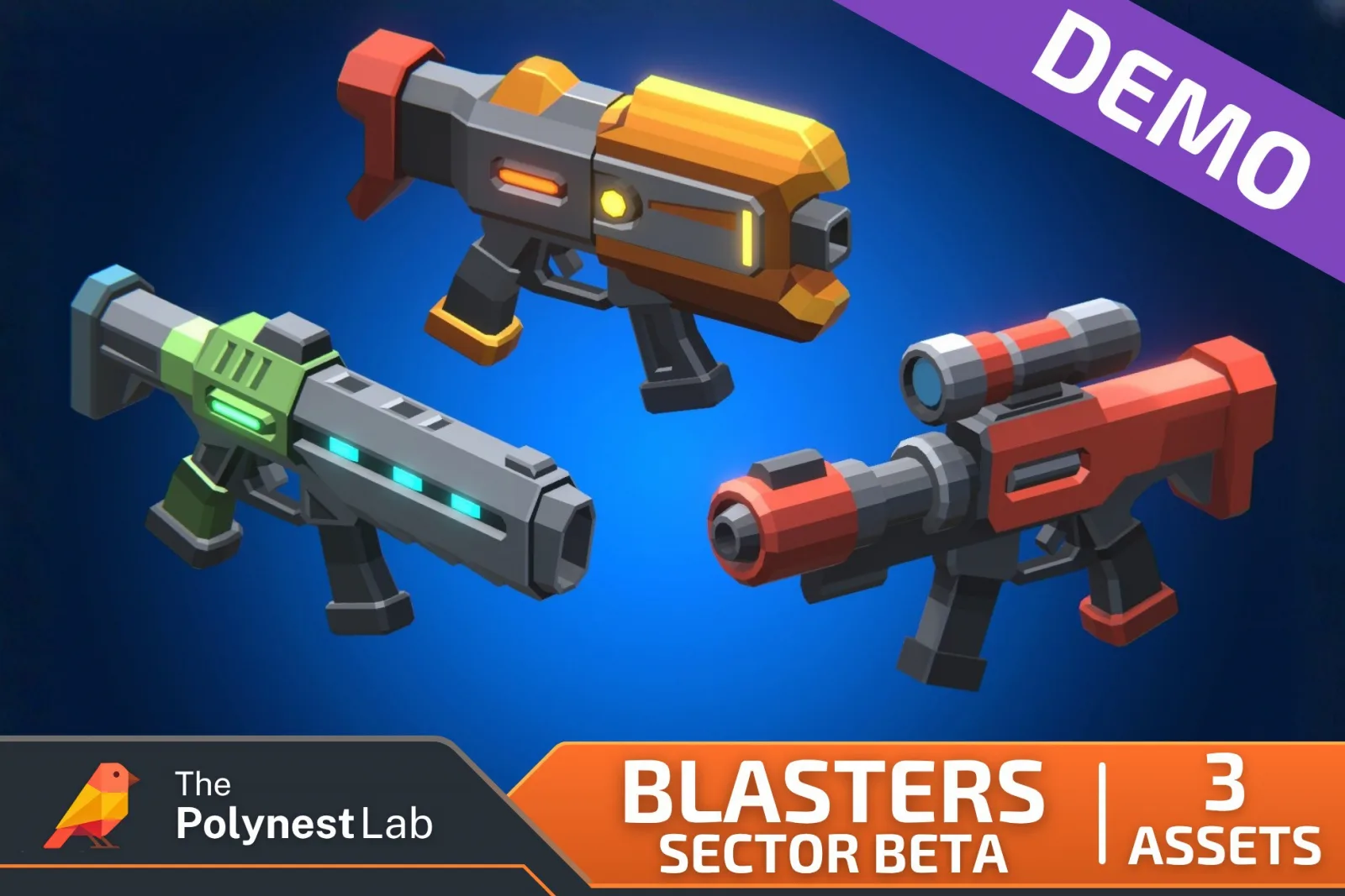 FREE Low Poly Sci-Fi Energy Blasters Demo – Sector Beta / Cosmic Retro