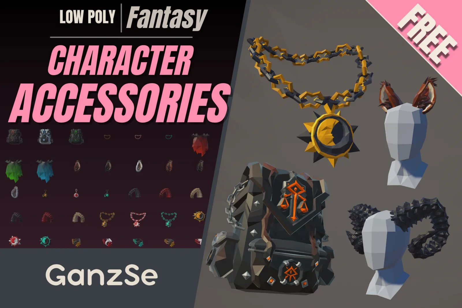 GanzSe FREE Character Accessories - Fantasy Low Poly Pack