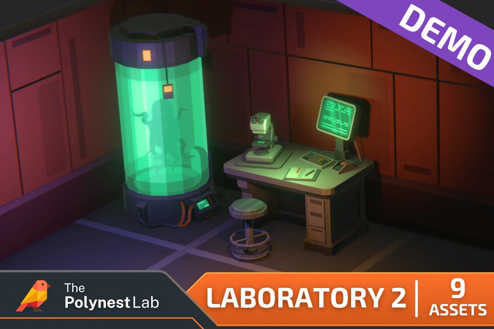 FREE Low Poly Sci-Fi Laboratory 2 Environment Demo / Cosmic Retro