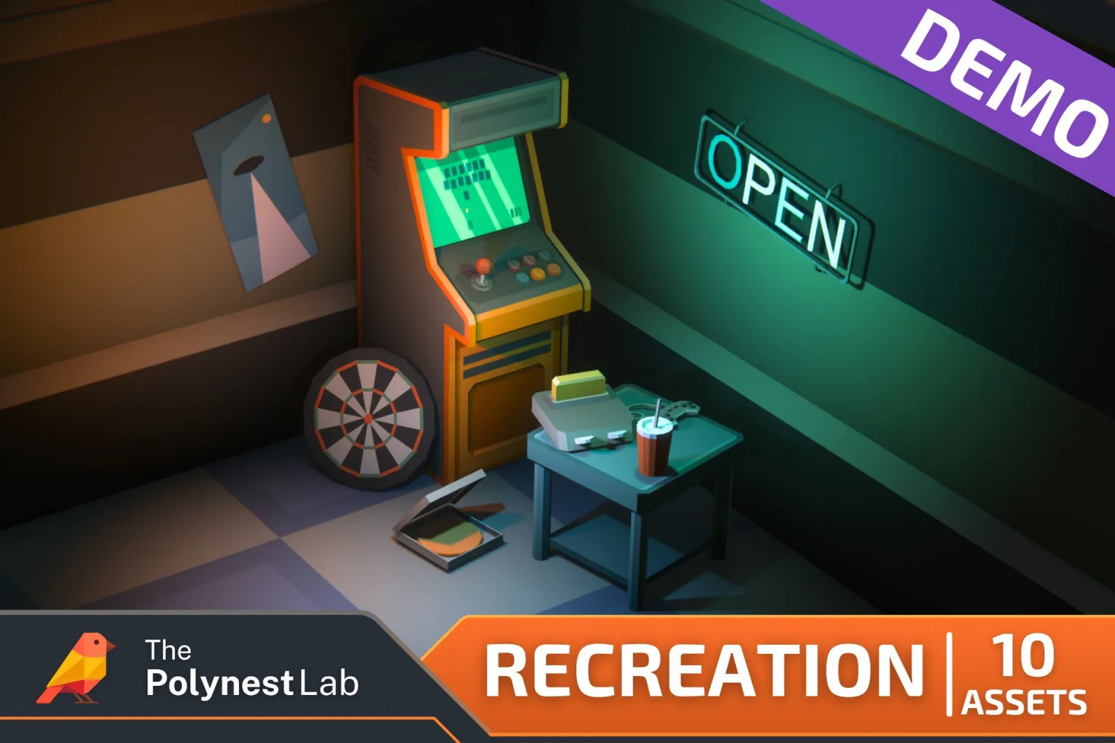 FREE Low Poly Sci-Fi Recreation Room Environment Demo / Cosmic Retro