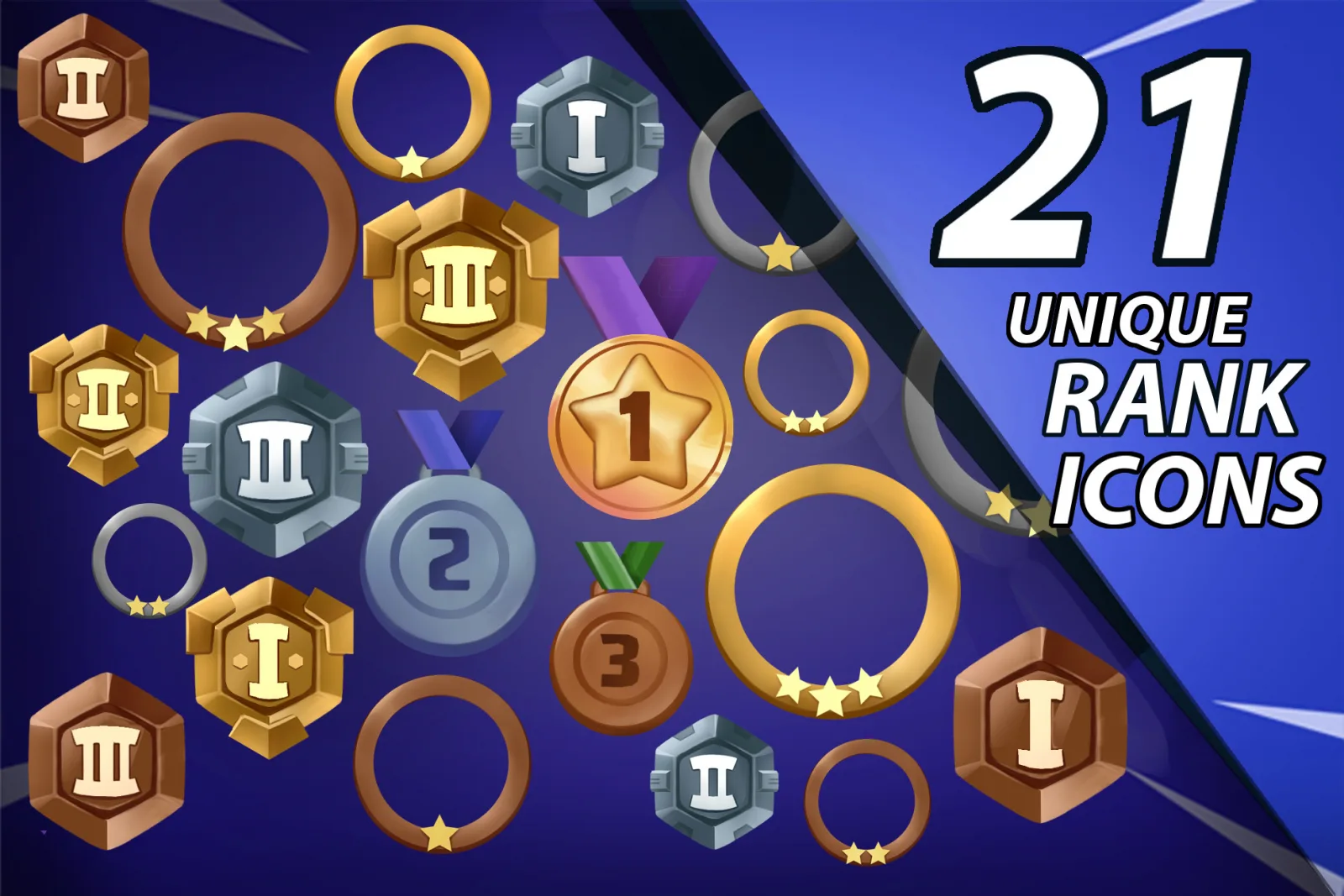 2D RANKS ICON SET - HANDPAINTED
