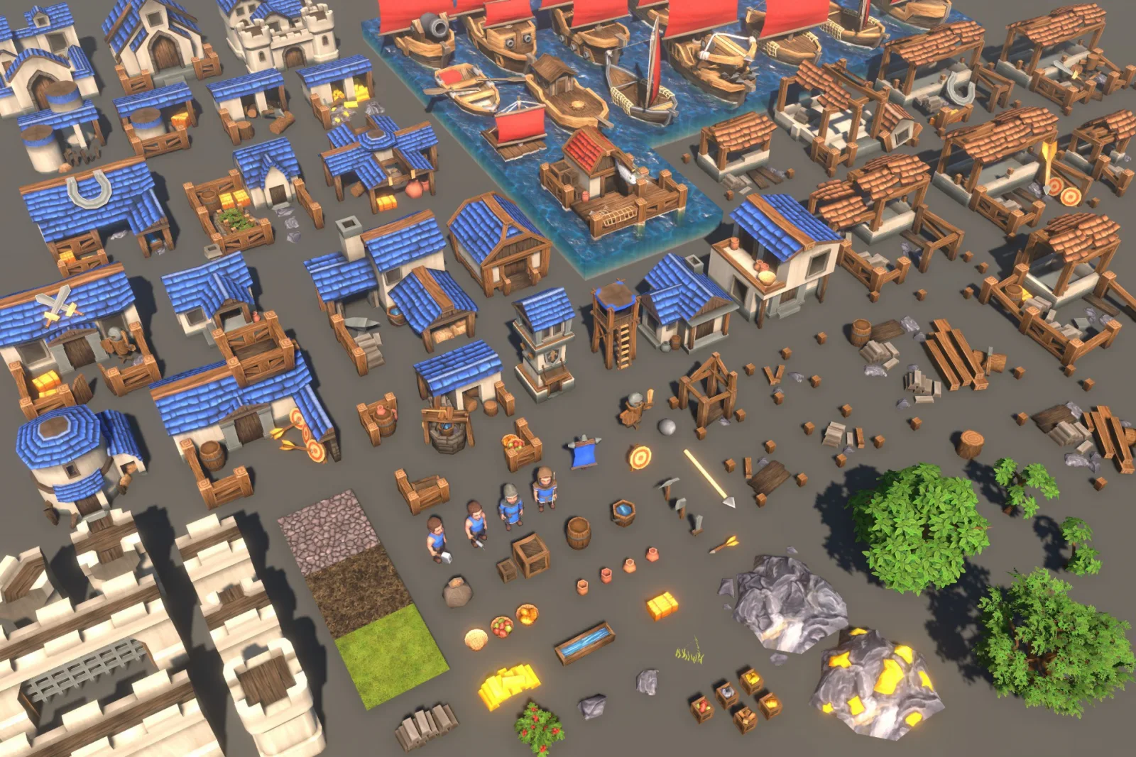 RTS Pack - Stylized Buildings, Props, Ships Set