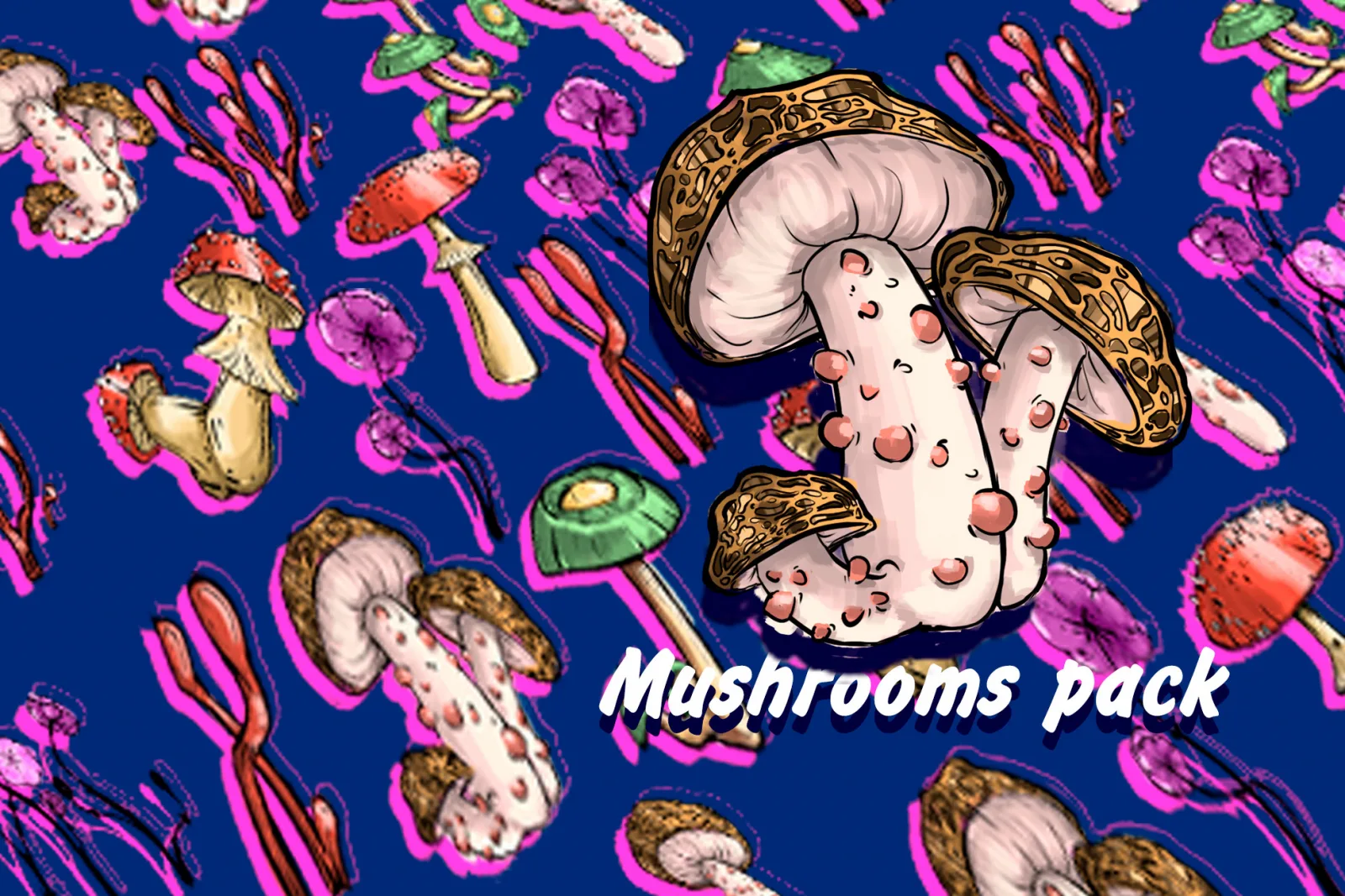 2D Hand drawing MUSHROOM icons