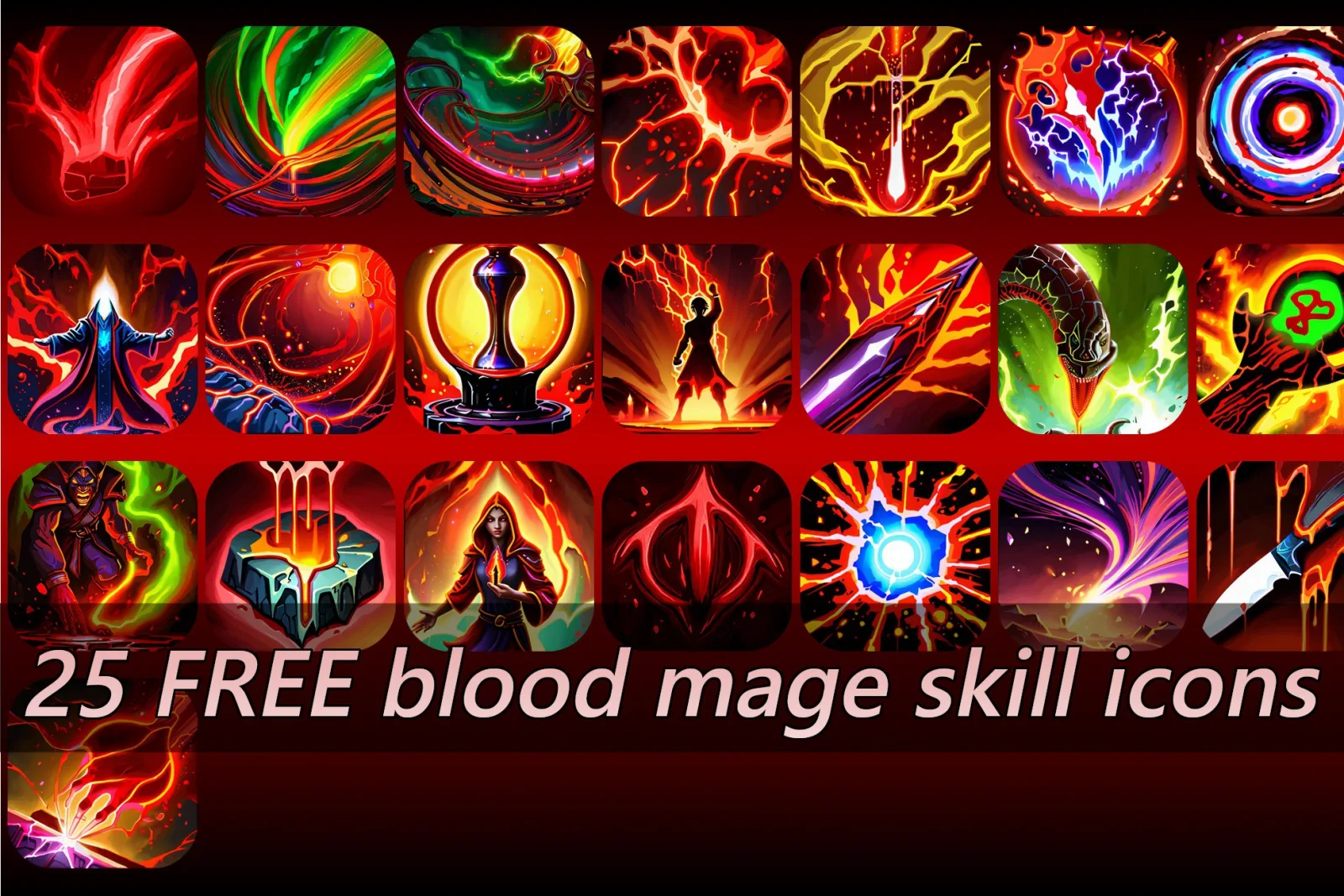 25 FREE blood mage skill icons