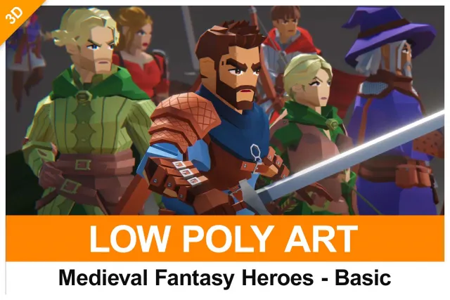 Low-Poly Medieval Fantasy Heroes - Basic Pack