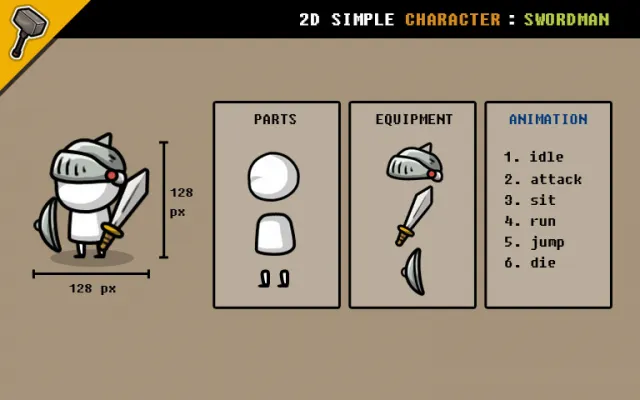2D Simple Character : Swordman