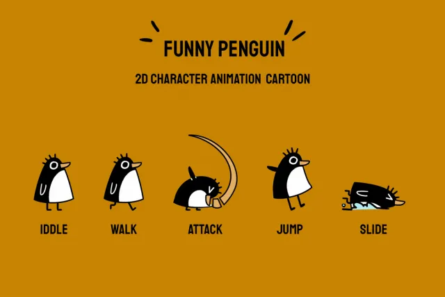 2D Character Sprite Animation - Penguin