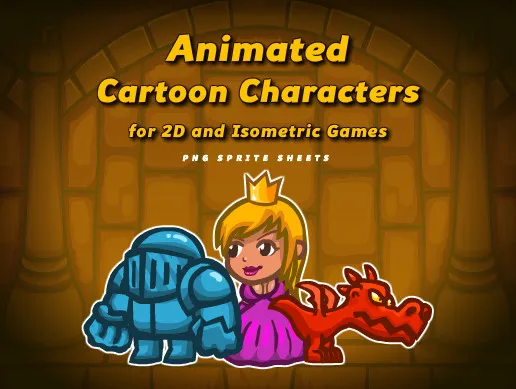 2D Animated Fantasy Knight, Dragon and Princess Pack