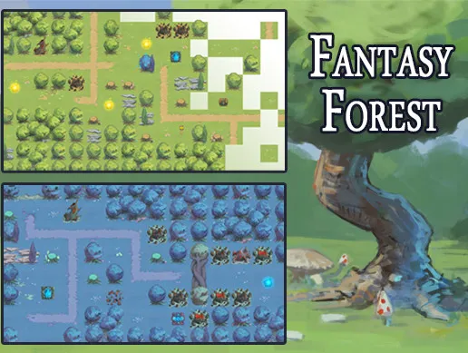 2D Fantasy Forest Tileset