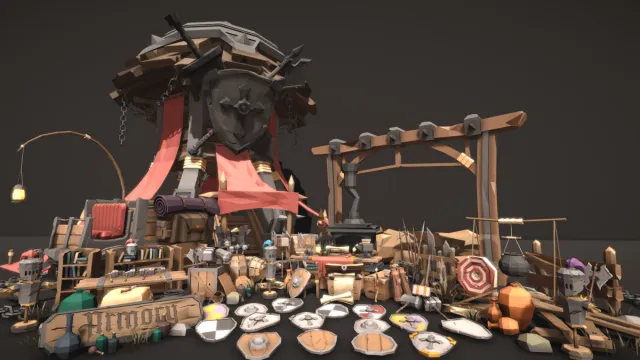STYLIZED Fantasy Armory - Low Poly 3D Art