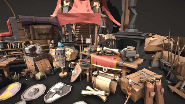 STYLIZED Fantasy Armory - Low Poly 3D Art