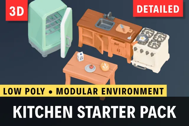 Low Poly Kitchen Starter Pack