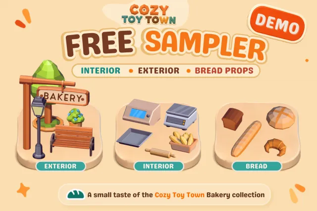 Bakery & Bread - Low Poly - Cozy Toy Town - Free Sampler