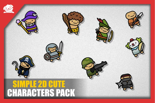 Free Simple 2D Cute Characters Pack (9 Characters + SVG + Prefabs)