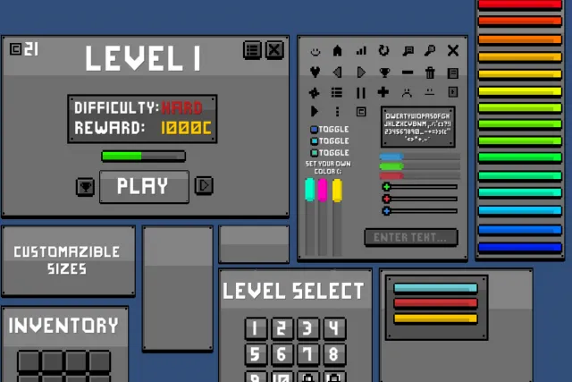 Simple Free Pixel art styled UI pack