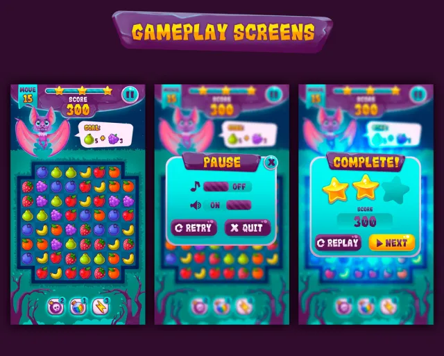 Hungry Bat - Match 3 UI [FREE]
