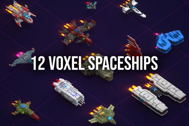 12 Voxel Spaceships