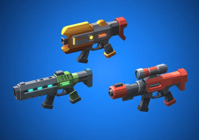 FREE Low Poly Sci-Fi Energy Blasters Demo – Sector Beta / Cosmic Retro