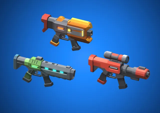 FREE Low Poly Sci-Fi Energy Blasters Demo – Sector Beta / Cosmic Retro