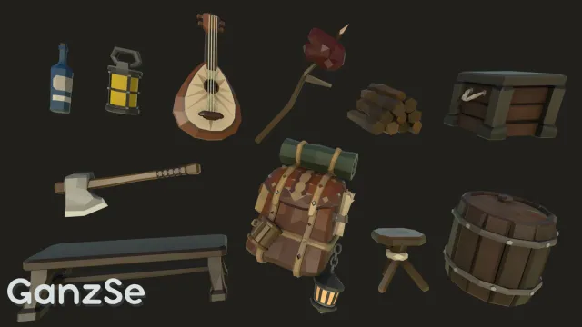 GanzSe FREE Camping - Fantasy Low Poly Props