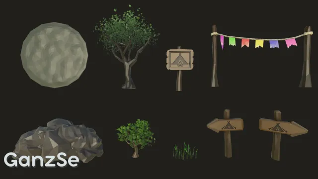 GanzSe FREE Camping - Fantasy Low Poly Props