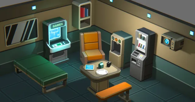 FREE Low Poly Sci-Fi Mess Hall Environment Demo / Cosmic Retro