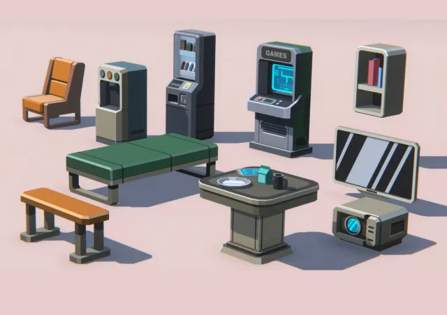 FREE Low Poly Sci-Fi Mess Hall Environment Demo / Cosmic Retro