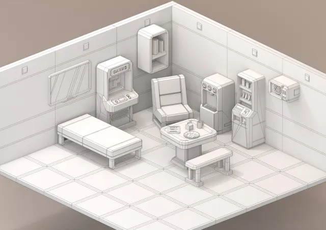 FREE Low Poly Sci-Fi Mess Hall Environment Demo / Cosmic Retro