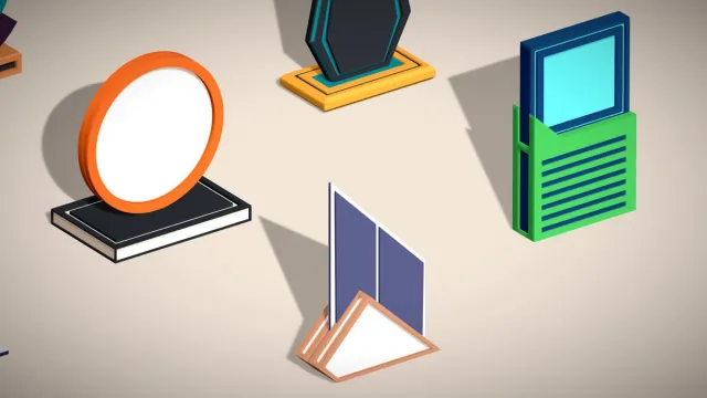 17 Winner Award Trophy Shield Pack - Low Poly Reward Set
