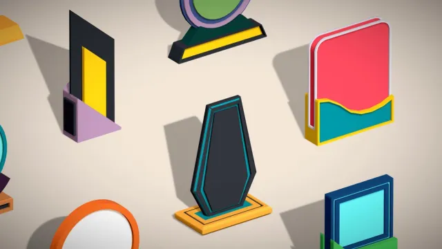 17 Winner Award Trophy Shield Pack - Low Poly Reward Set