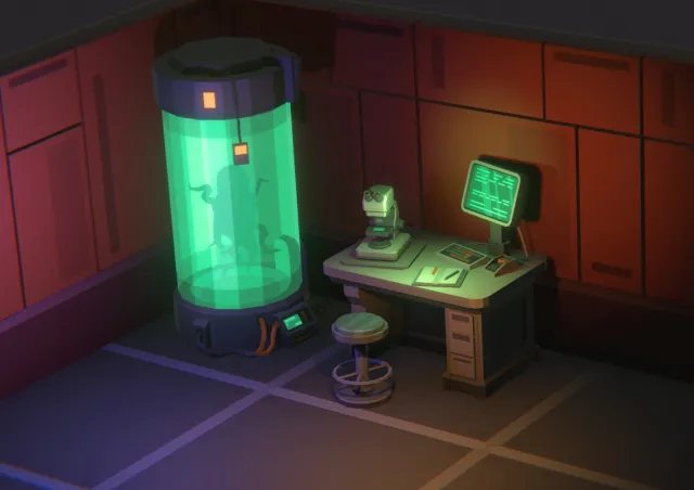 FREE Low Poly Sci-Fi Laboratory 2 Environment Demo / Cosmic Retro