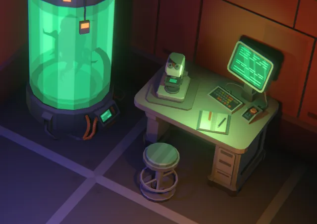 FREE Low Poly Sci-Fi Laboratory 2 Environment Demo / Cosmic Retro