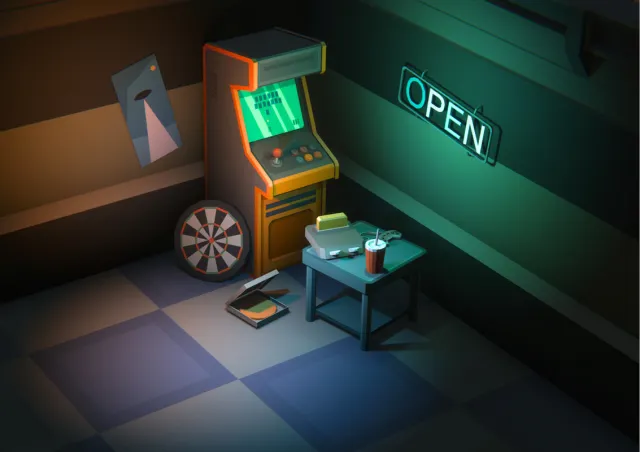 FREE Low Poly Sci-Fi Recreation Room Environment Demo / Cosmic Retro