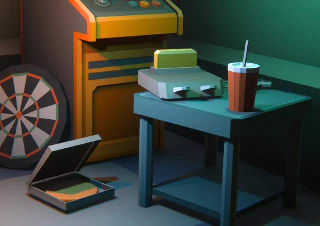 FREE Low Poly Sci-Fi Recreation Room Environment Demo / Cosmic Retro