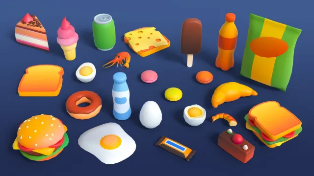 Food FREE - Low Poly 3D Models Pack