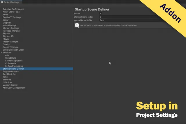 Startup Scene Definer in Editor
