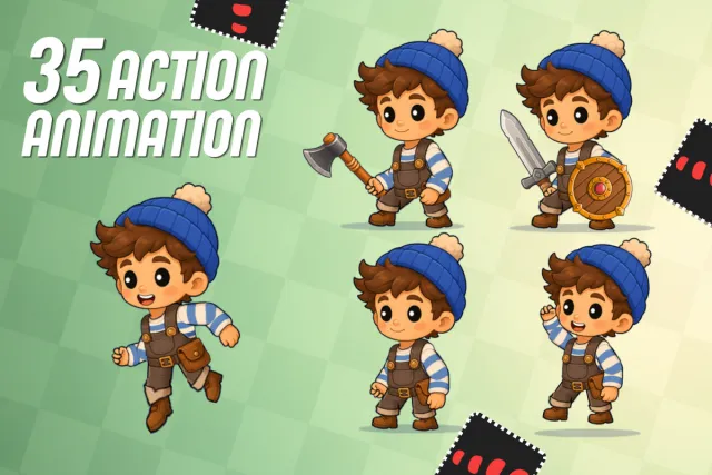 Noah Warrior 2D Animated Spine Character