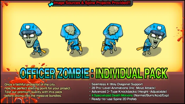Doodle Police Zombie - Customizable Spine 2D