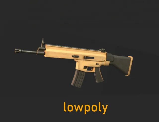 Assault Rifle stylized lowpoly gameready Low-poly 3D model