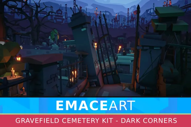 Low Poly Cemetery Kit: NecroPOLY - Environment chunks