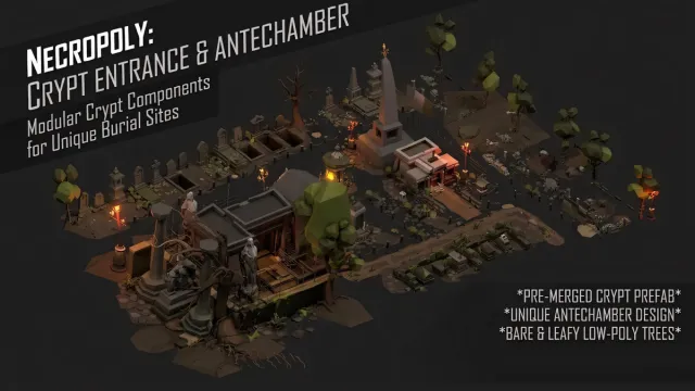 Low Poly Cemetery Kit: NecroPOLY - Environment chunks