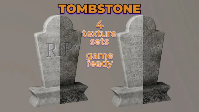 Concrete Tombstone Cemetery PBR Prop