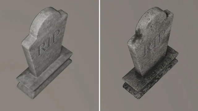 Concrete Tombstone Cemetery PBR Prop