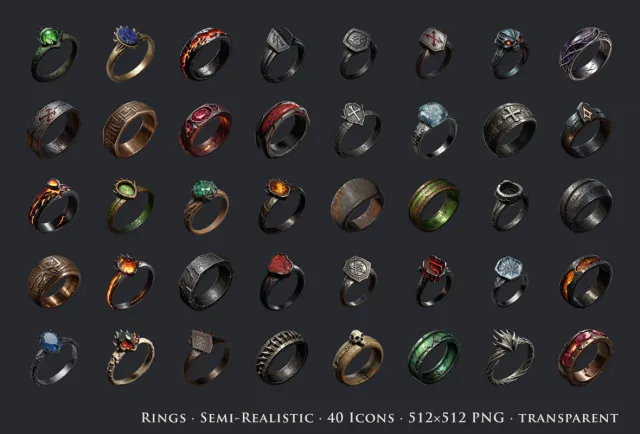 Rings - 40 Semi-Realistic Icons [512x512 HD]